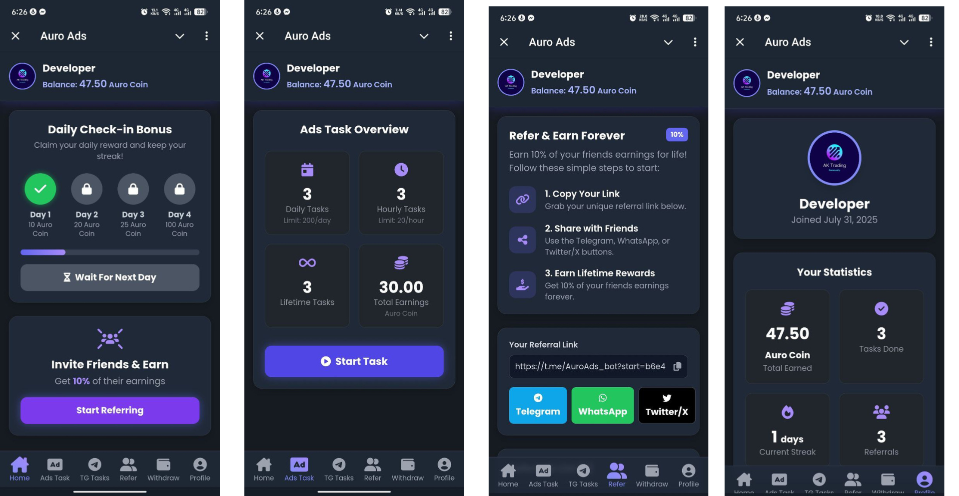 Auro Ads Telegram Mini App Source Code
